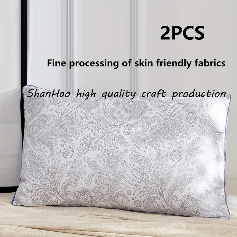 Hotel-Grade Patterned Sleep Pillow 2-Pack – Brushed Texture, Polyester Fill, 45x70cm
