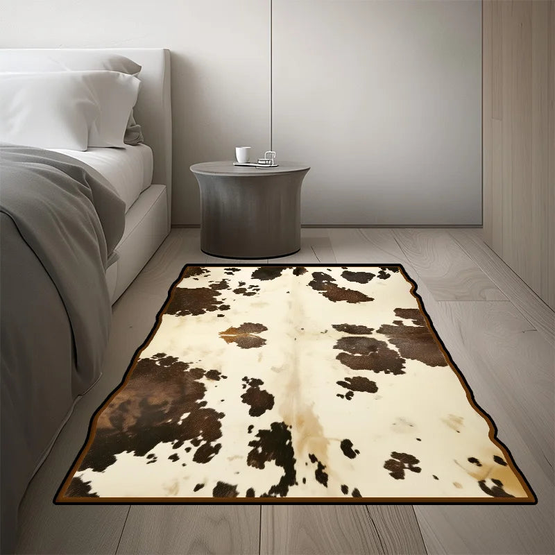 Cow Style Irregular Large Area Rug – Non-Slip Washable Bedroom & Living Room Carpet, 10 Colors & 15 Sizes