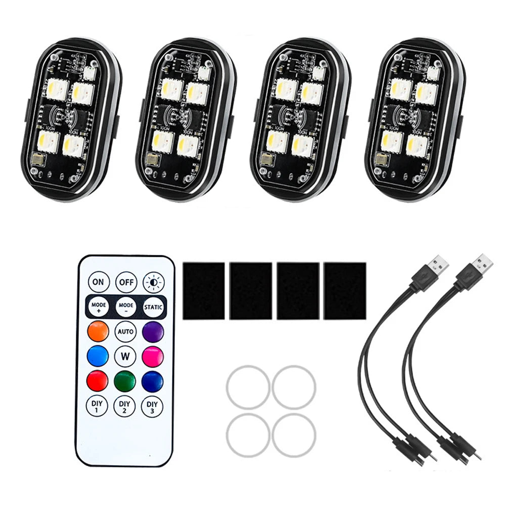 Wireless LED Strobe Car Atmosphere Lights — 8 Colors