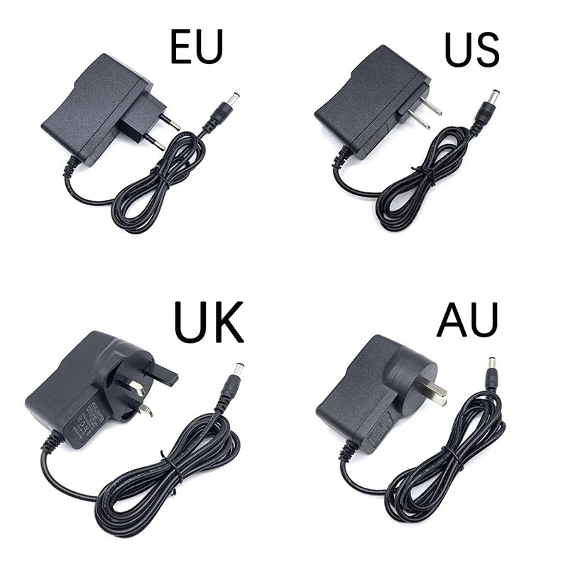 AC 220V to DC LED Power Supply Adapter – 5V–24V, 1A–10A with US/EU/UK/AU Plug Options