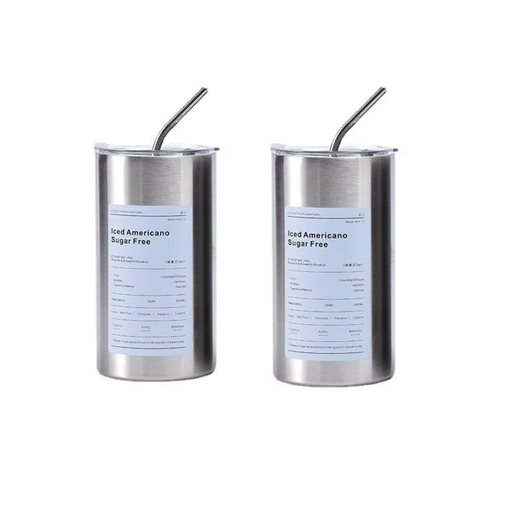 600ml Insulated Stainless Steel Thermos Coffee Mug with Straw – Vacuum Leak-Proof Travel Bottle, BPA-Free