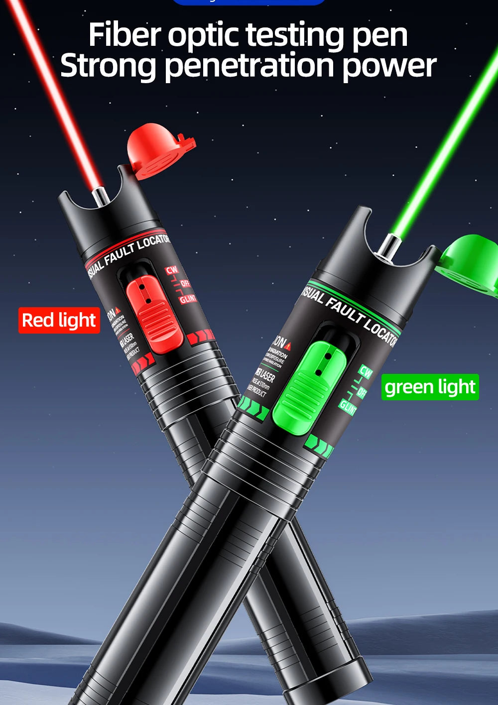 Rechargeable Green VFL Fiber Optic Tester – 15mW to 100mW Visual Fault Locator Pen