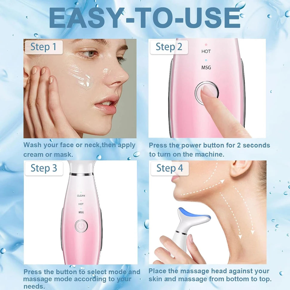 7-Color LED Neck & Face Lifting Massager – Microcurrent, 45° Heat Therapy & Anti-Wrinkle Beauty Device
