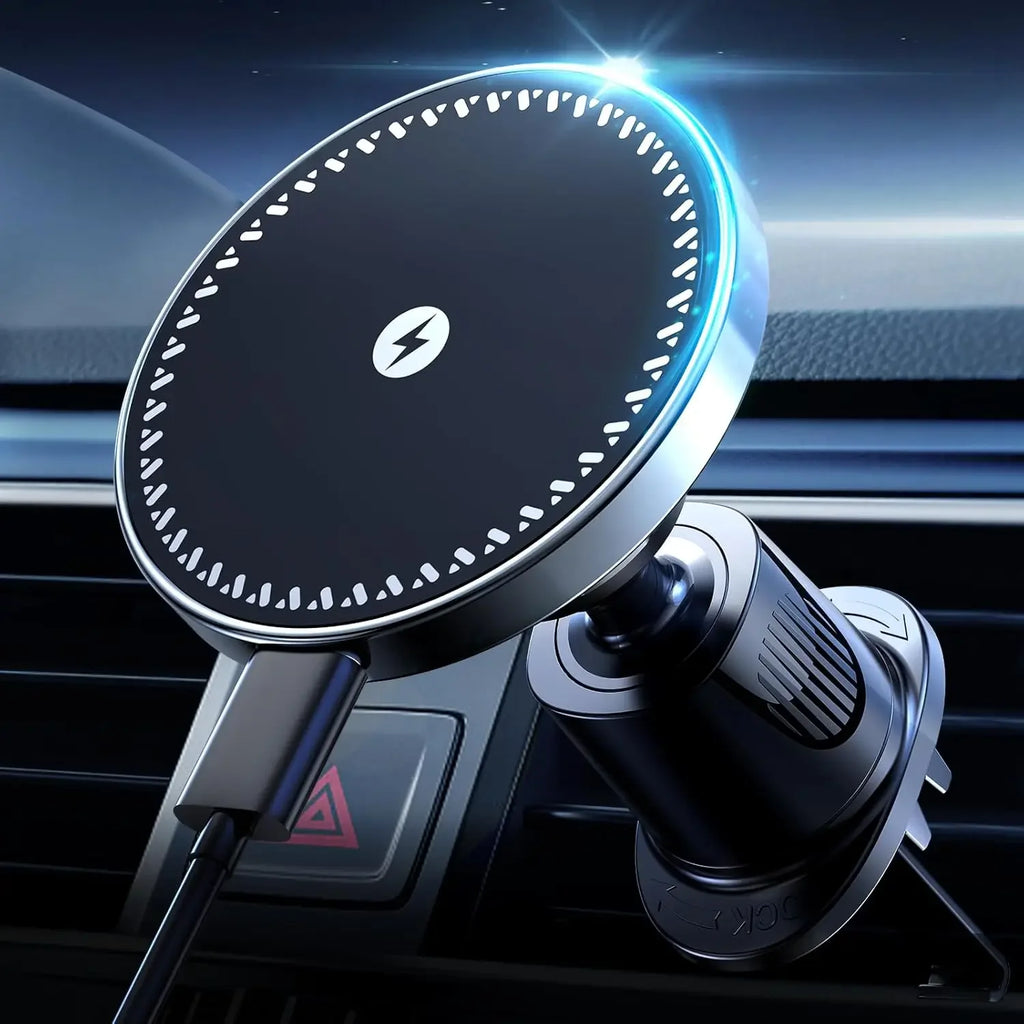 UYUXIO Strong Magnetic Wireless Car Phone Charger — MagSafe Compatible Dashboard Mount