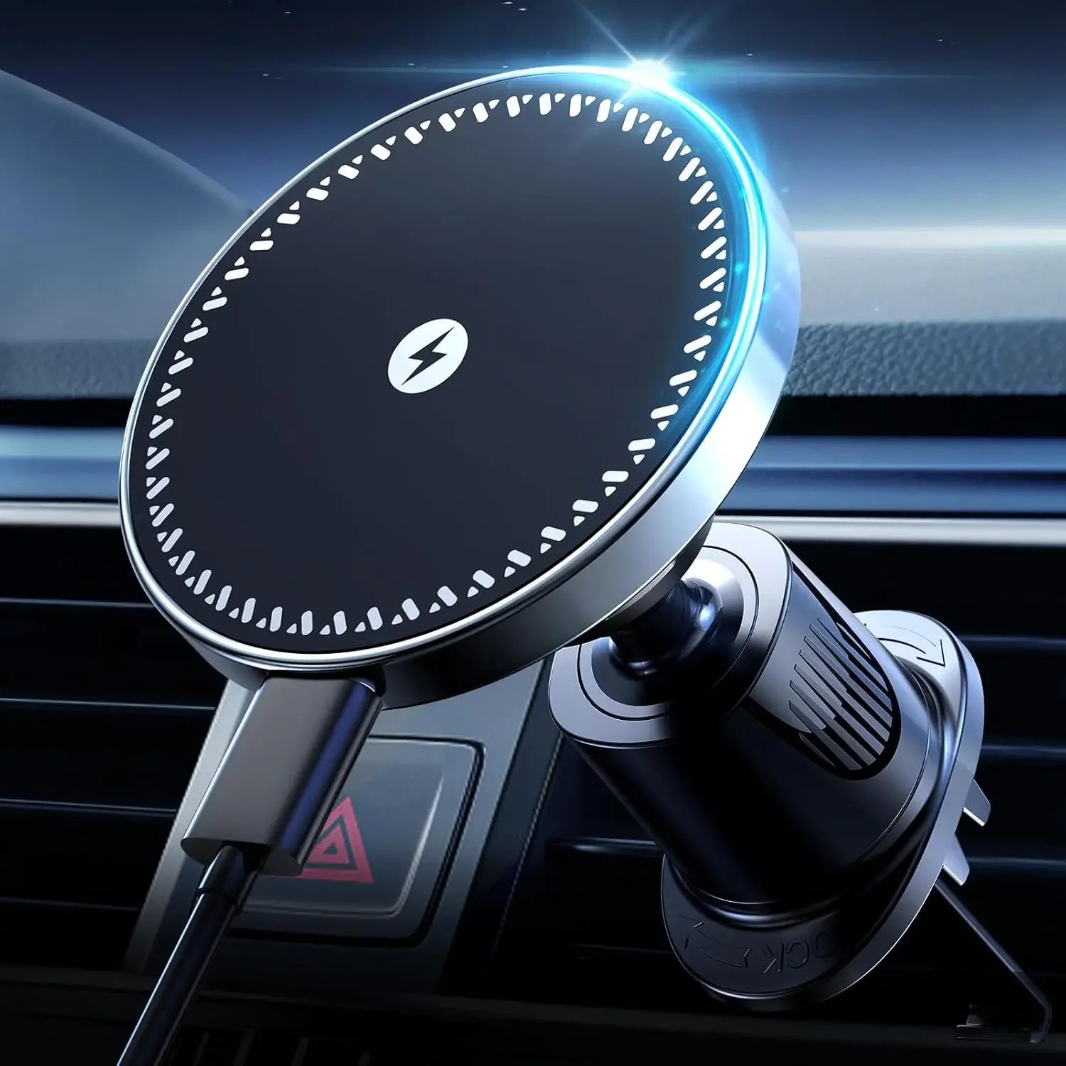 UYUXIO Strong Magnetic Wireless Car Phone Charger — MagSafe Compatible Dashboard Mount