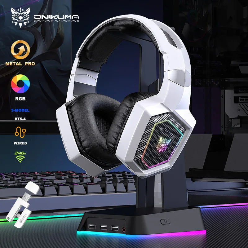 ONIKUMA GT806 Wireless Gaming Headset — 2.4GHz & Bluetooth 5.3, HiFi Sound, RGB, Noise-Canceling Mic for PC & Laptop