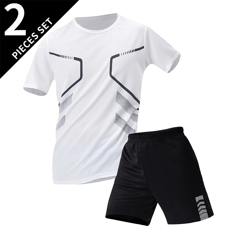 Men's Quick-Dry Short Sleeve & Shorts Set – Plus Size Leisure Running Fitness 2–6 Piece