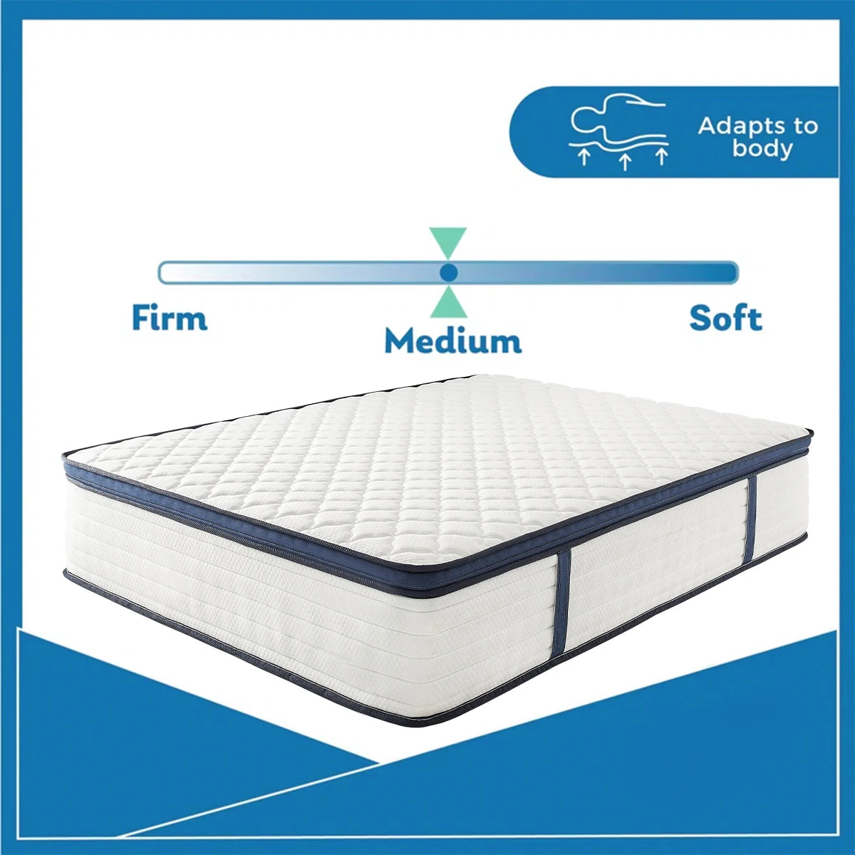Queen Size Gel Memory Foam Hybrid Mattress – Pressure Relief, Medium Firm, Motion Isolation, Boxed