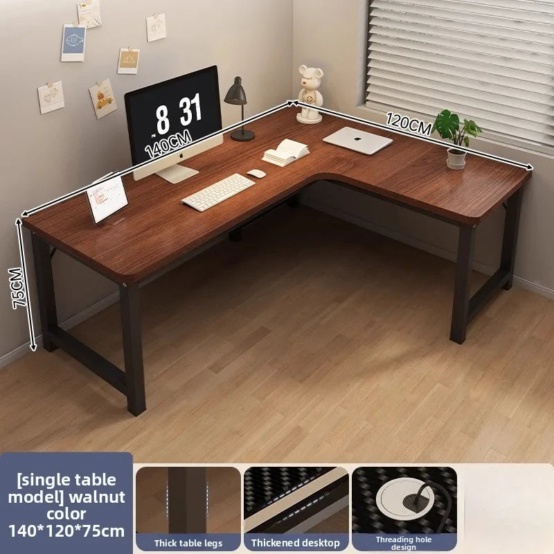 L-Shaped Corner Computer Heavy Duty Steel Frame Home Office WorkstationSpace Saving Writing Table for Gaming Bedroom Living