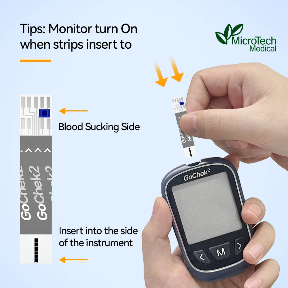 Microtech Gochek2 Blood Glucose Meter – 110 Test Strips & Lancets Included for Diabetes Testing
