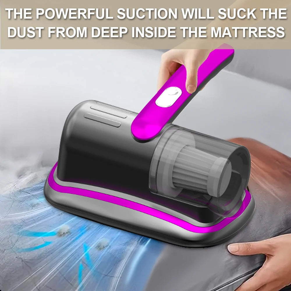Wireless Handheld Mattress Vacuum Cleaner – UV-C Light, HEPA Filter, Ultrasonic Vibration, 12Kpa