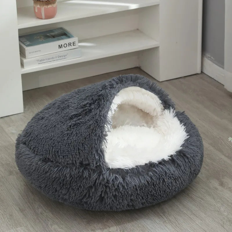 Round Plush Dog & Cat Bed – Warm Washable Pet Sofa Basket, Small to Large Dogs & Cats