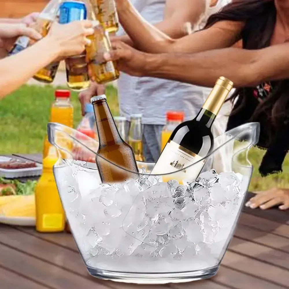 4L Clear PET Ice Bucket with Handle – Large Champagne & Wine Chiller for Bar, Party & Entertaining
