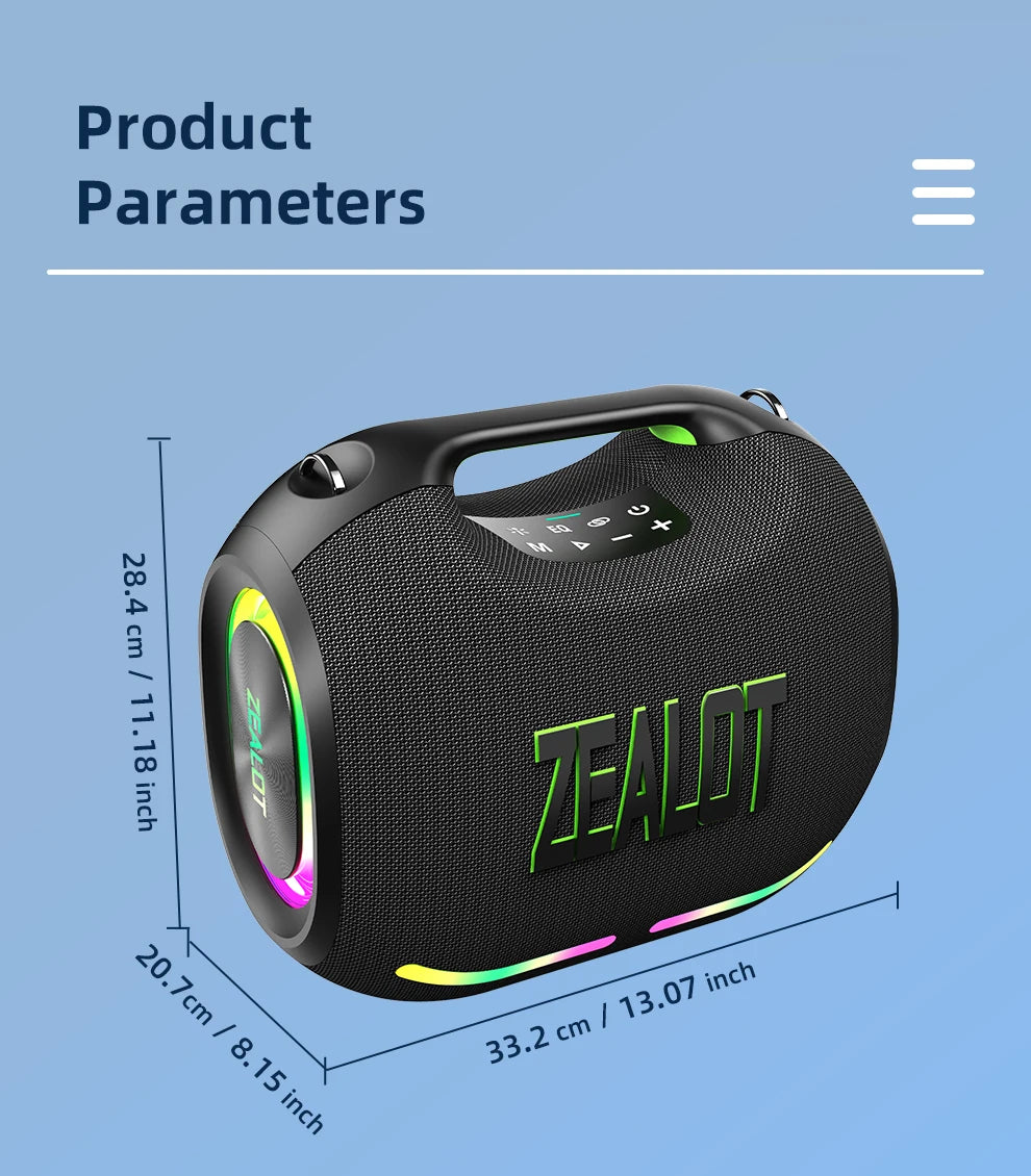 ZEALOT ZE21 250W Portable Bluetooth Speaker — Waterproof, TWS, 48000mAh Power Bank