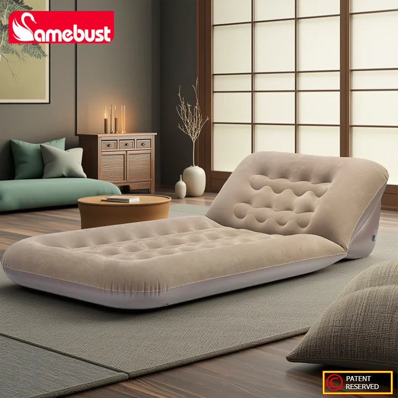 CAMEBUST Foldable Car Air Mattress – Inflatable Sofa Bed for Home & Outdoor Use, Brown/Grey