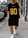 Men's Graffiti Doll Print Crew Neck Short Sleeve & Shorts Loose 2-Piece Set – Trendy Sport