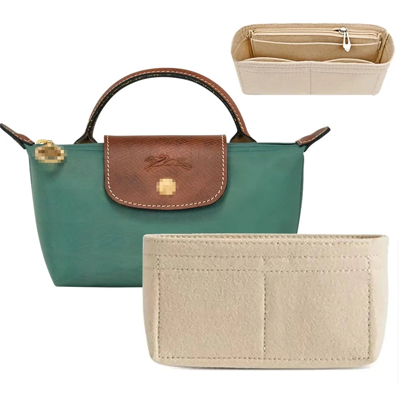 Bag Organizer Insert for Longchamp Small Tote – Inner Liner Handbag Organizer, Mini Size
