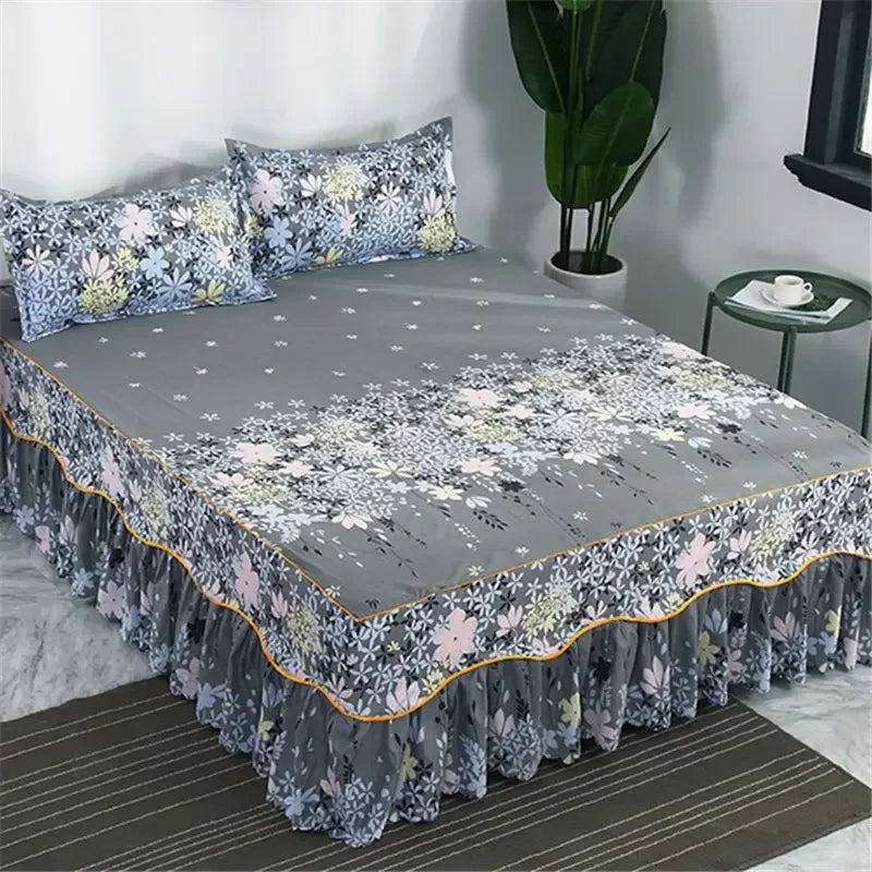 Cotton Quilted Bed Skirt – Double-Thickened Non-Slip Breathable Mattress Cover