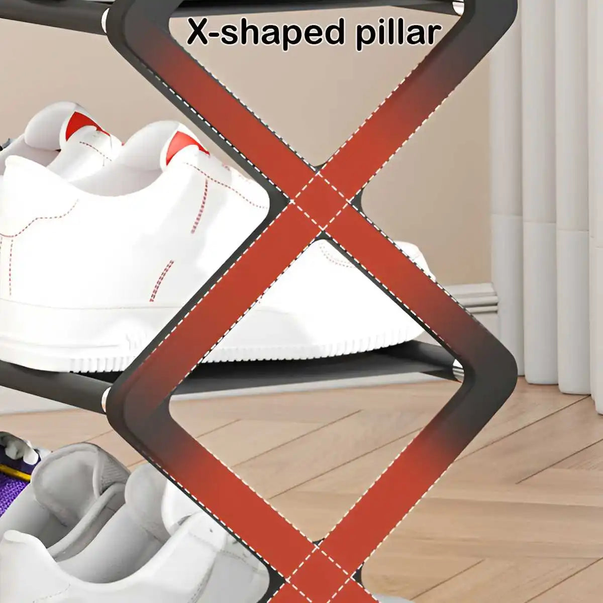 4-Tier X-Type Dustproof Shoe Storage Rack — Foldable Steel Organizer for Entryways, Bedrooms & Dorms