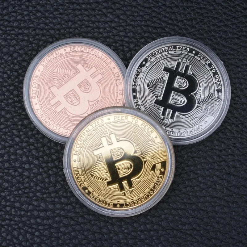Gold Plated Bitcoin Commemorative Coin – Collectible Crypto Art Gift Physical Casascius Antique