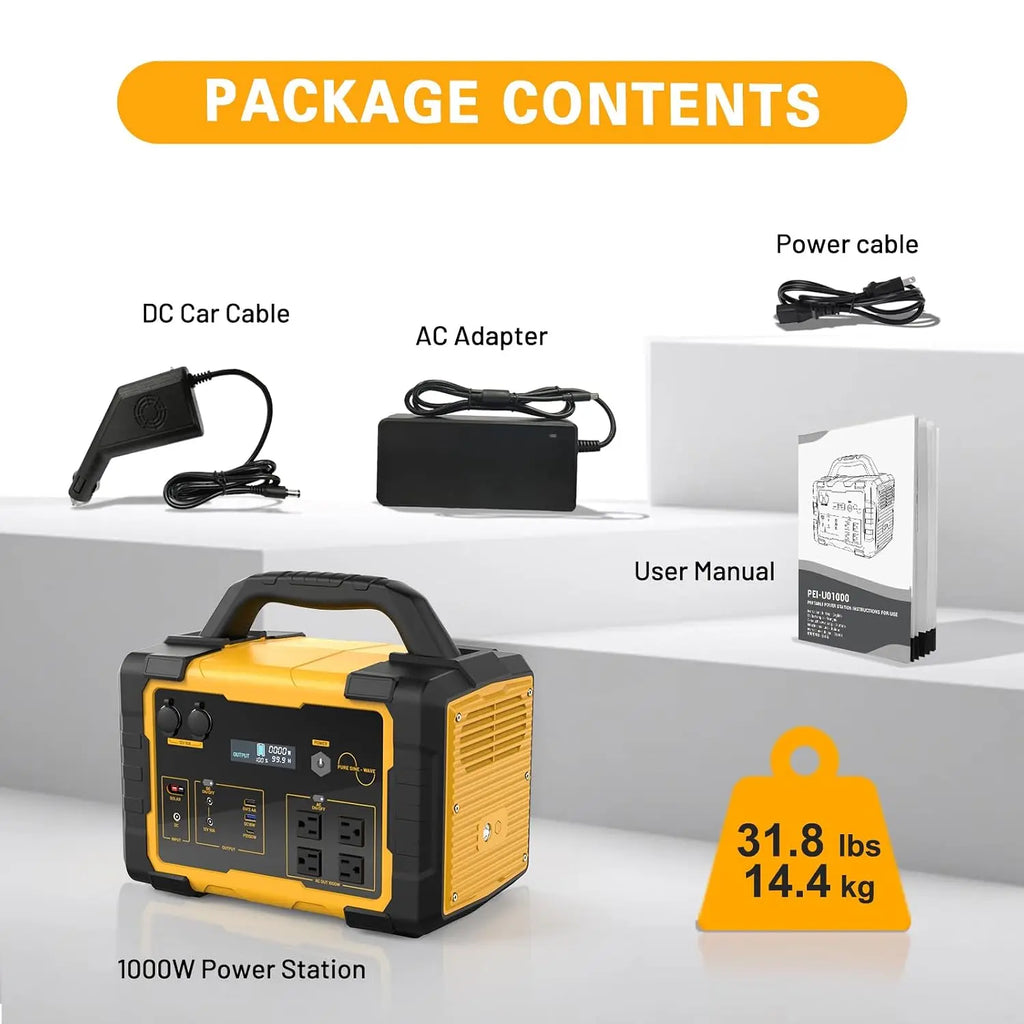 1000W Portable Power Station with 1024Wh LiFePO4