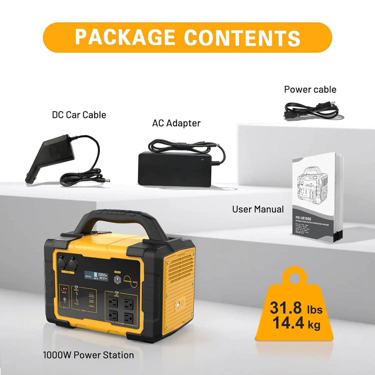 1000W Portable Power Station with 1024Wh LiFePO4