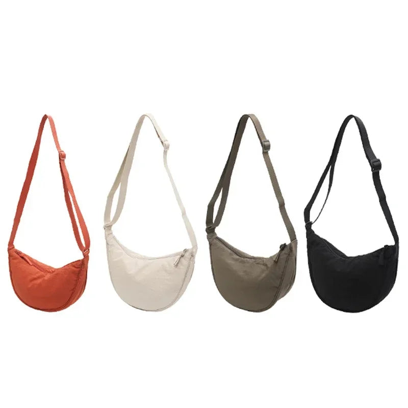 Nylon Dumpling Shoulder Bag – Large Capacity Women's Travel & Commuter Bag in Solid Colors