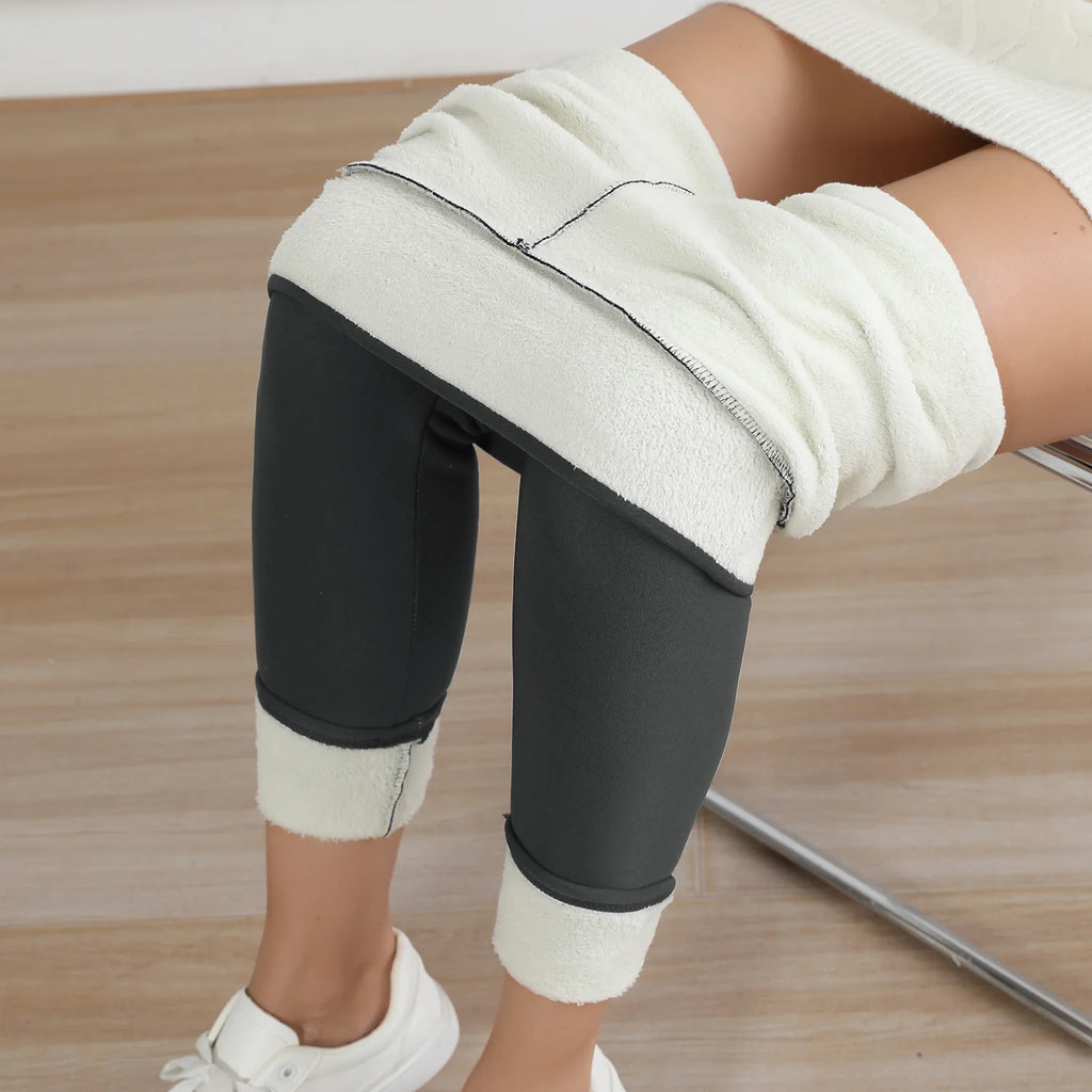 Women's Fleece Velvet Leggings – Warm Thickened High Waist Tights for Autumn & Winter