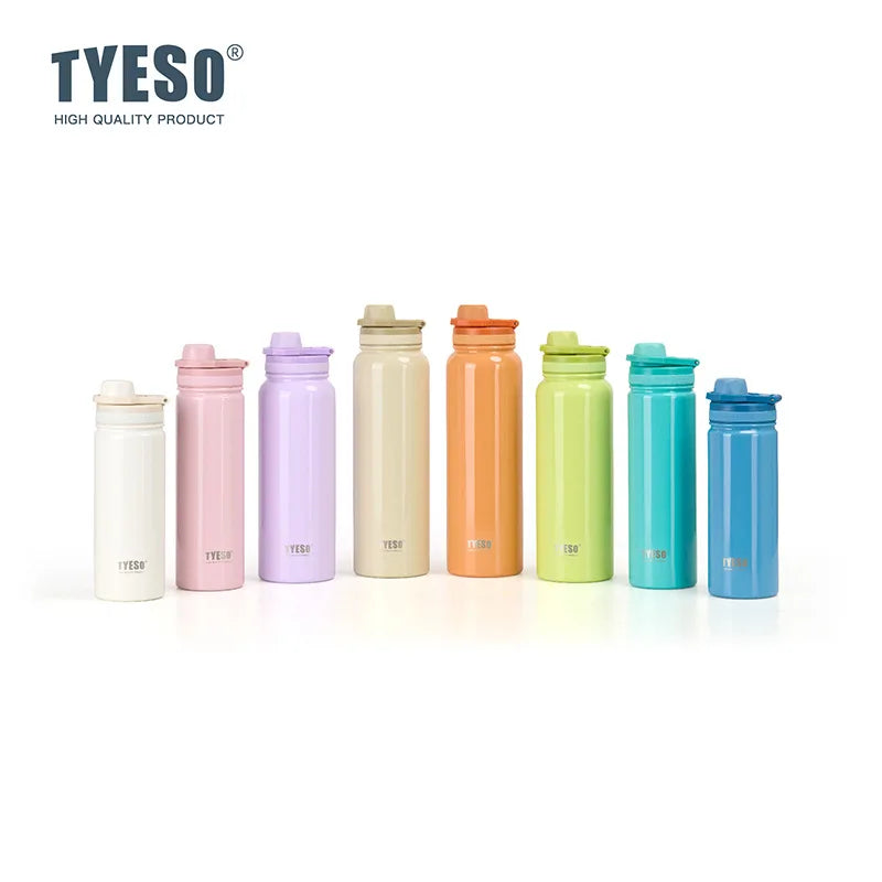 TYESO 304 SS Vacuum Thermos Bottle – Wide Mouth, Leakproof, 6–12Hr, 600–1200ml, 10+ Colors, Optional Cup Bag