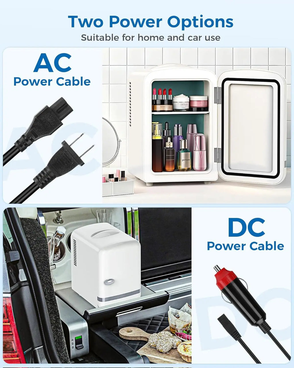 Mini Fridge for Bedroom — 4L / 6 Can Cosmetic Fridge for Skincare, Makeup, Medicine & Beverage, Portable Desk Cooler & Warmer, White