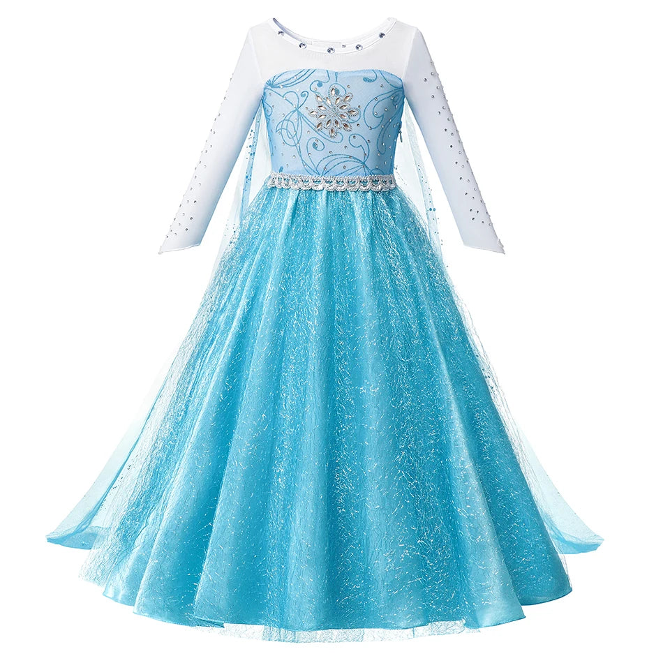 Children Costume Girl Dress Halloween Princess Cosplay Party Rapunzal Anna Elsa Birthday Clothes