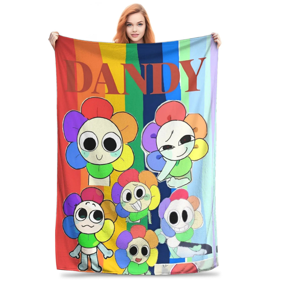 Dandy's World Pebble Fleece Throw Blanket – Soft Novelty Character Print, 5 Sizes