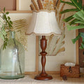 Wood Table Lamp – Vintage Fabric Shade