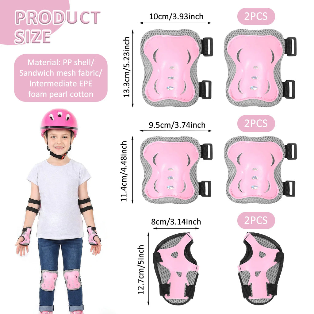 6-Piece Kids Protective Gear Set – Knee Pads, Elbow Pads & Wrist Guards for Skating, Cycling & Scooter
