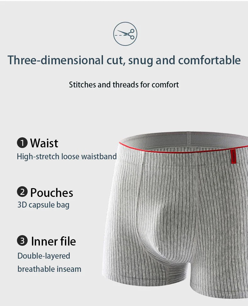 Men's Loose-Fit Striped Stretch Boxers, 4-Pack