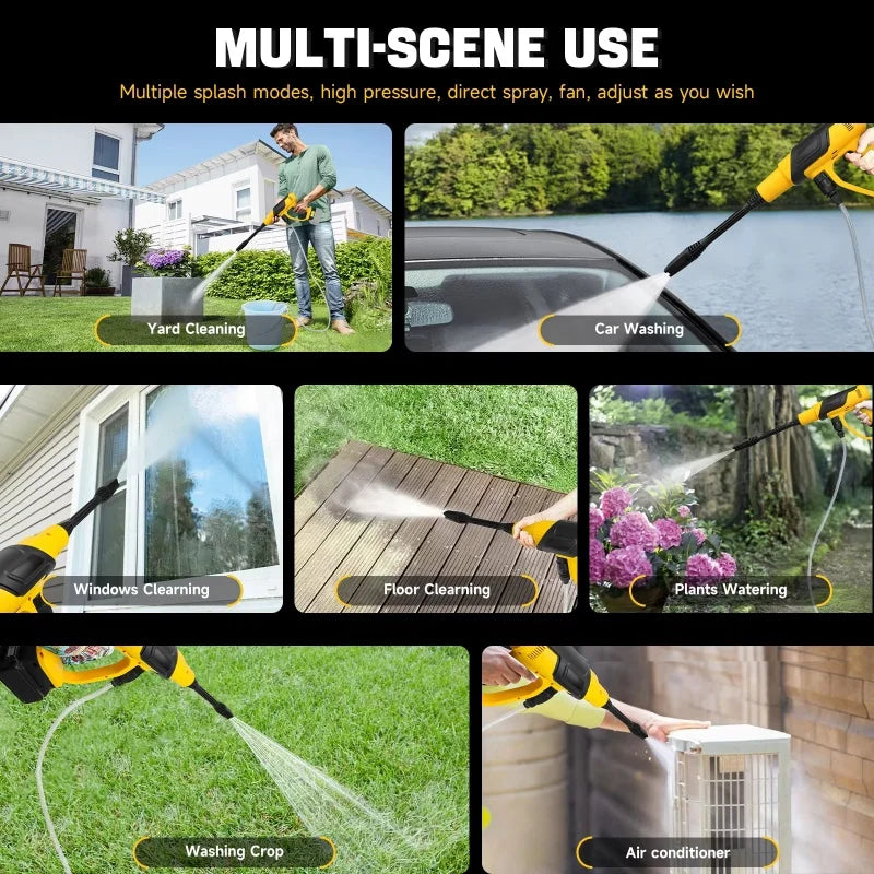 380W Cordless Brushless Pressure Washer – 653PSI, 3-Speed, Compatible with DeWalt 20V Battery (Battery Not Included)