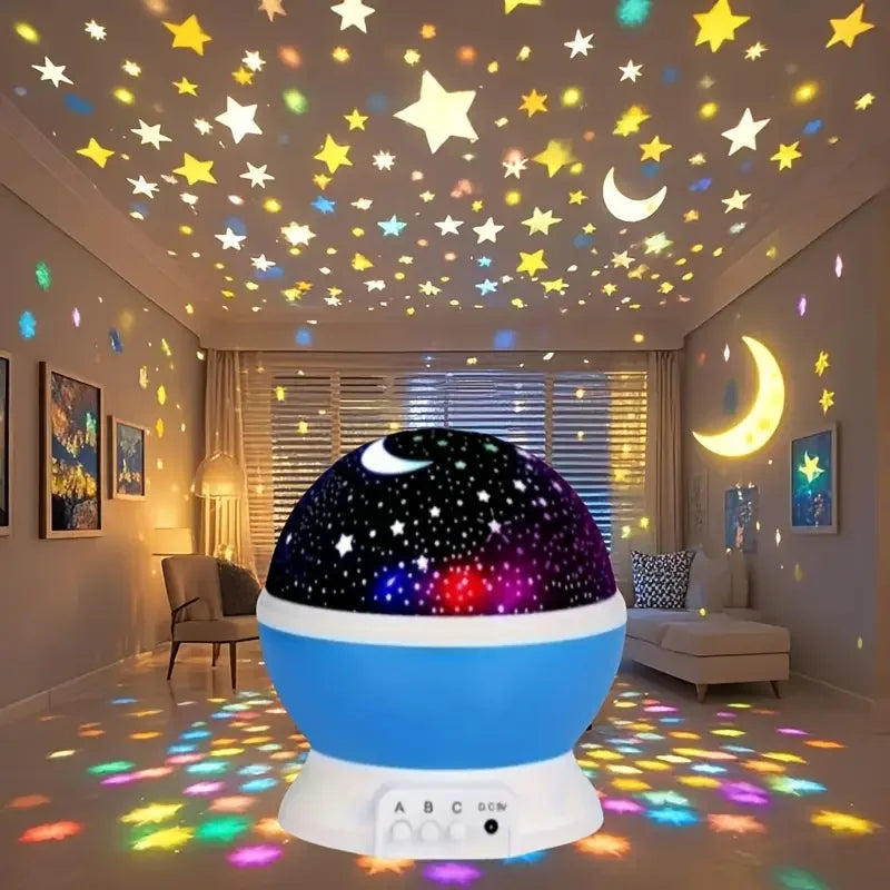 Starry Night Sky Projector Light — USB & Battery Powered, Rotating Galaxy Lamp for Bedroom & Parties