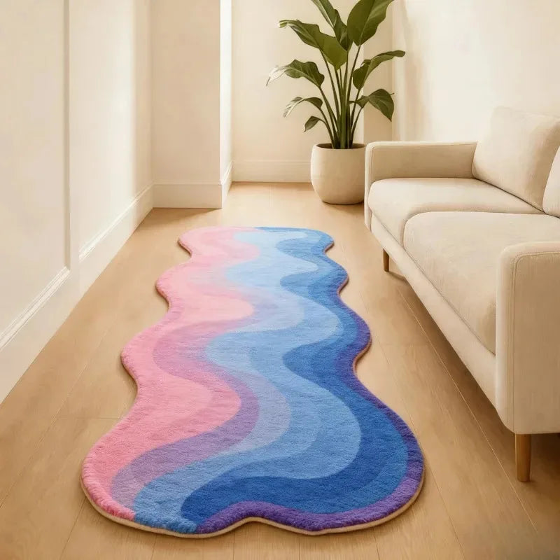 VIKAMA Gradient Wave Rug – Non-Slip Bedroom & Living Room Mat