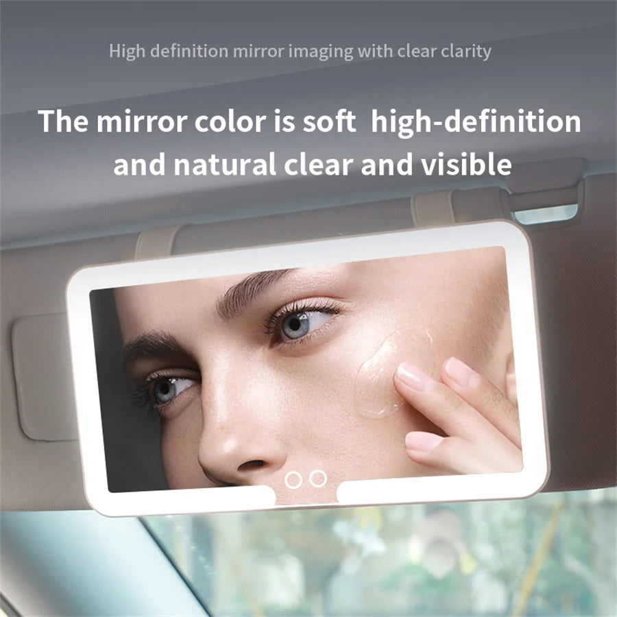 LED Car Sun Visor Vanity Mirror — Rechargeable HD Makeup Mirror