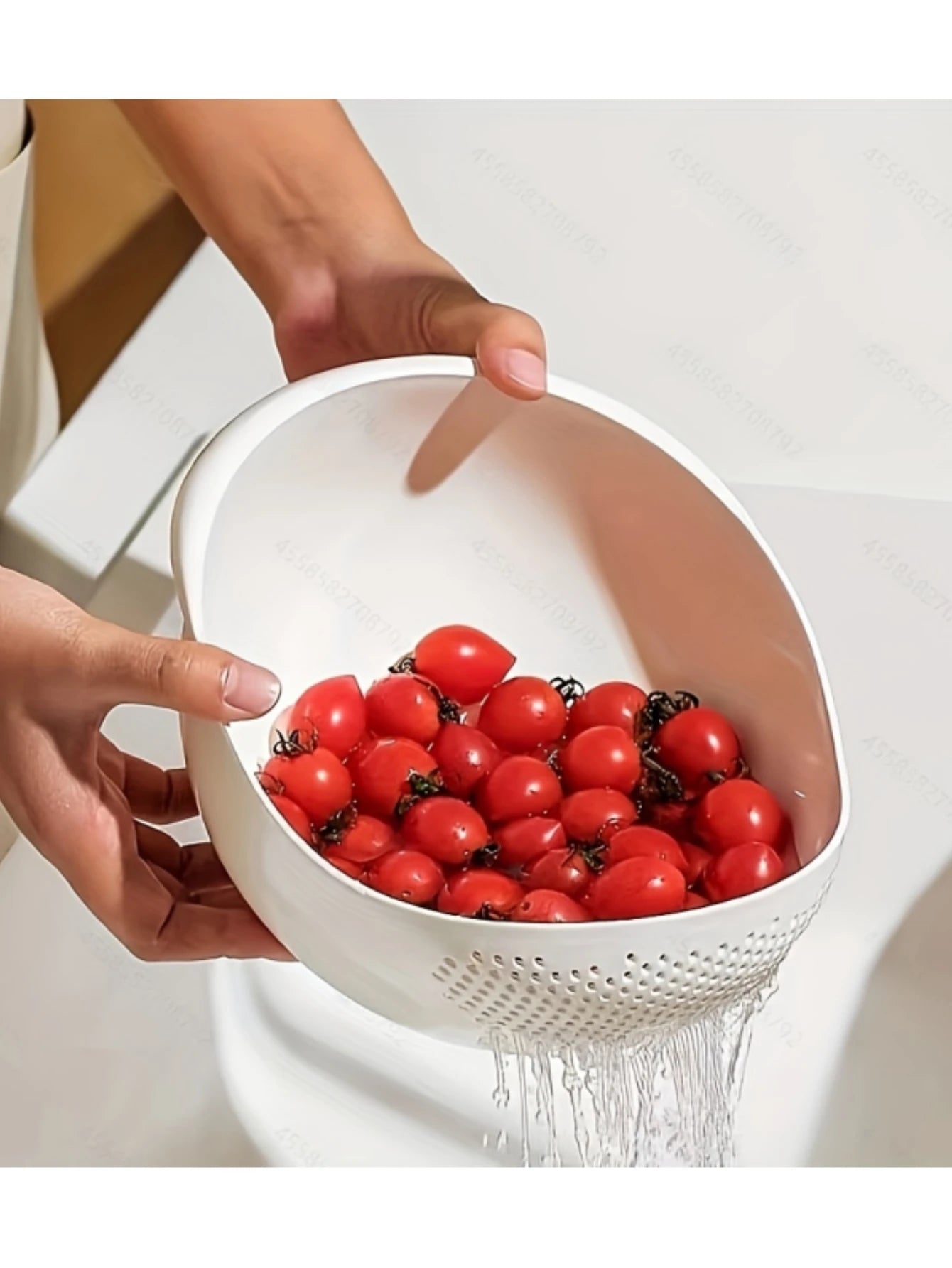 Rinse Rice, Veggies & More — Multi-Purpose Rice Drainage Basket | Oval Colander Sieve, Fine Holes, Eco-Friendly Plastic