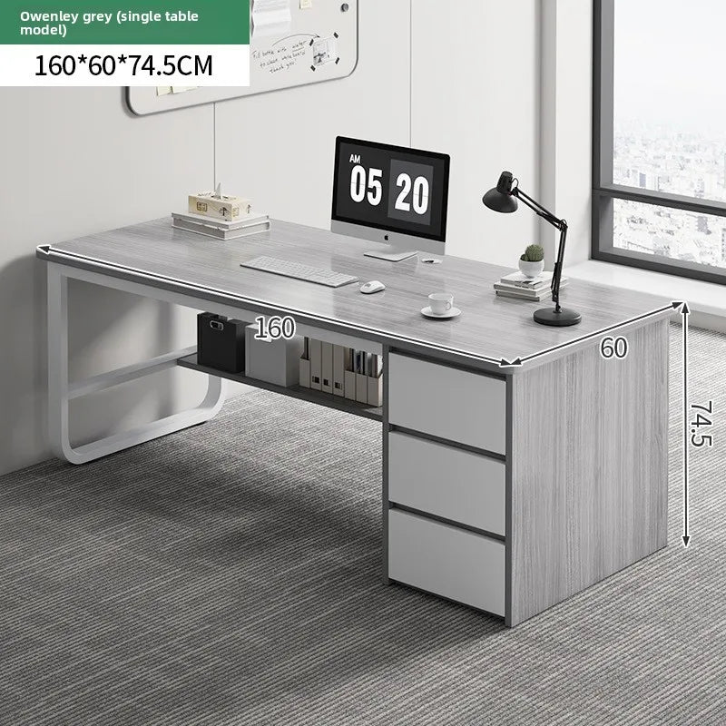 Modern Desk with Integrated Bookshelf — Student Writing Desk, Home Computer Desk & Bedroom Study Table