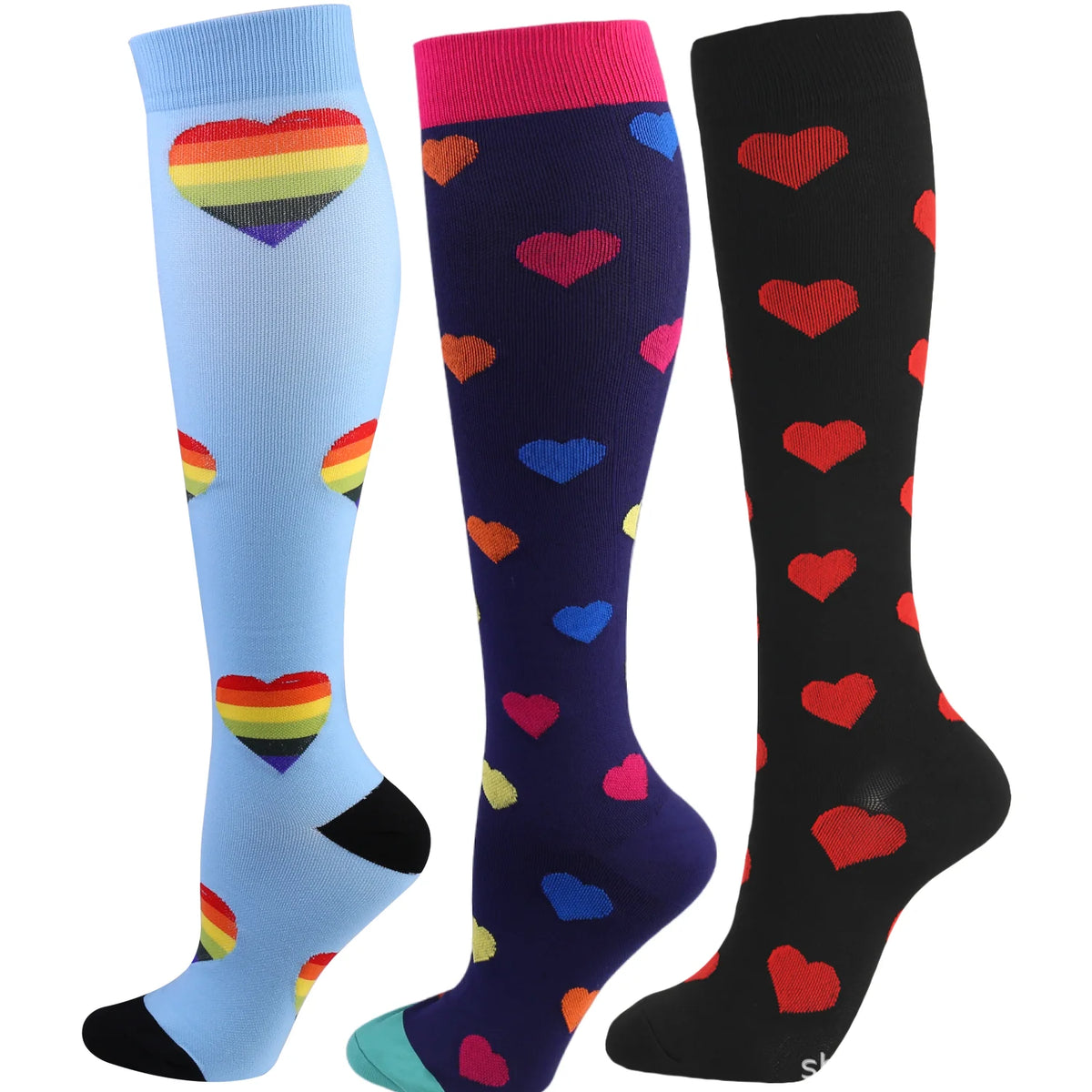 Knee High Compression Socks 20-30mmHg – 3 Pairs for Diabetes, Varicose Veins, Edema, Nurse & Running