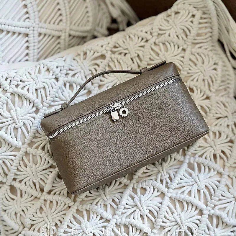 Genuine Leather Lychee Pattern Crossbody Bag – Shoulder Lunch Box Makeup Handbag for Women