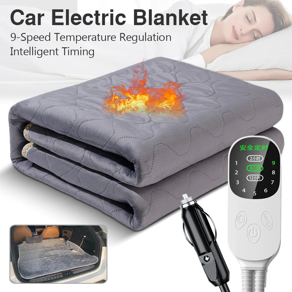 12V Car Electric Heated Blanket – Adjustable Heating Travel Blanket for Car, Camping & Outdoor