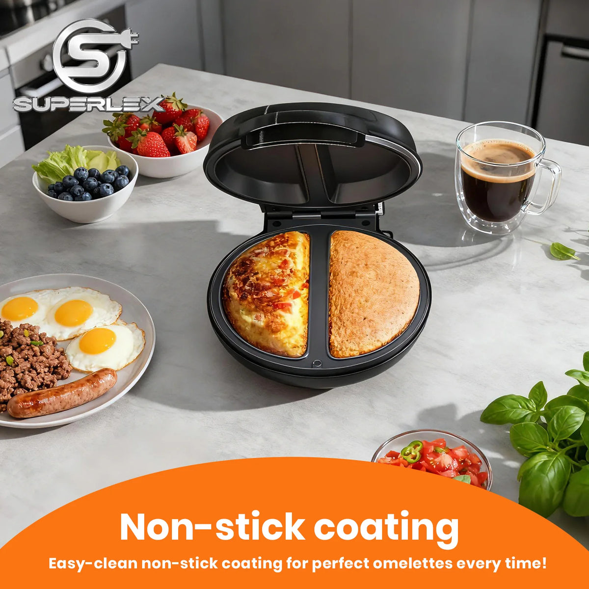 SUPERLEX 750W Electric Omelette & Bread Maker – Non-Stick, Multi-Function with Smart Light Indicator