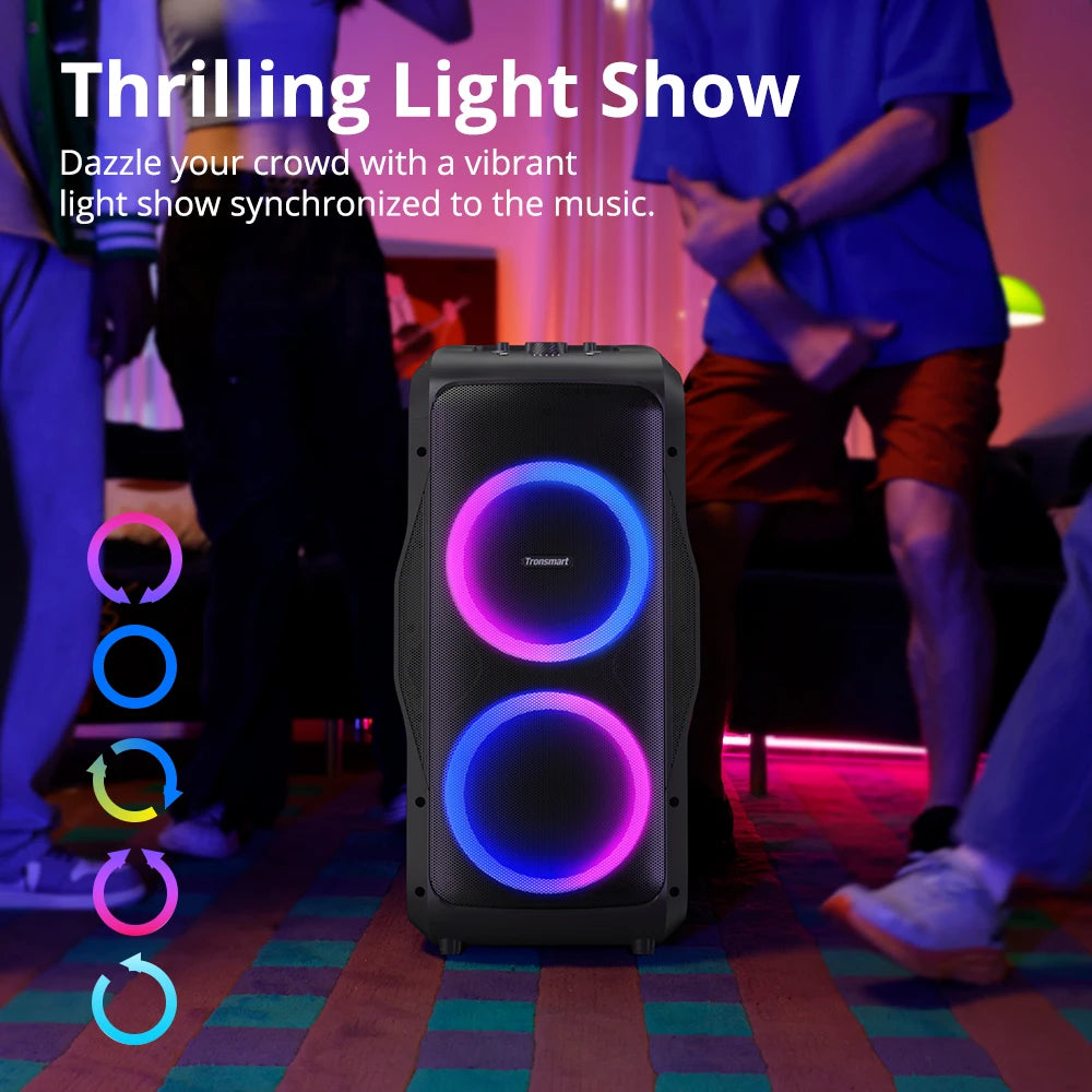 Tronsmart Halo 300 Party Speaker 240W — Bluetooth 5.3, 20H Battery, Mic/Guitar/XLR Input, Light Show