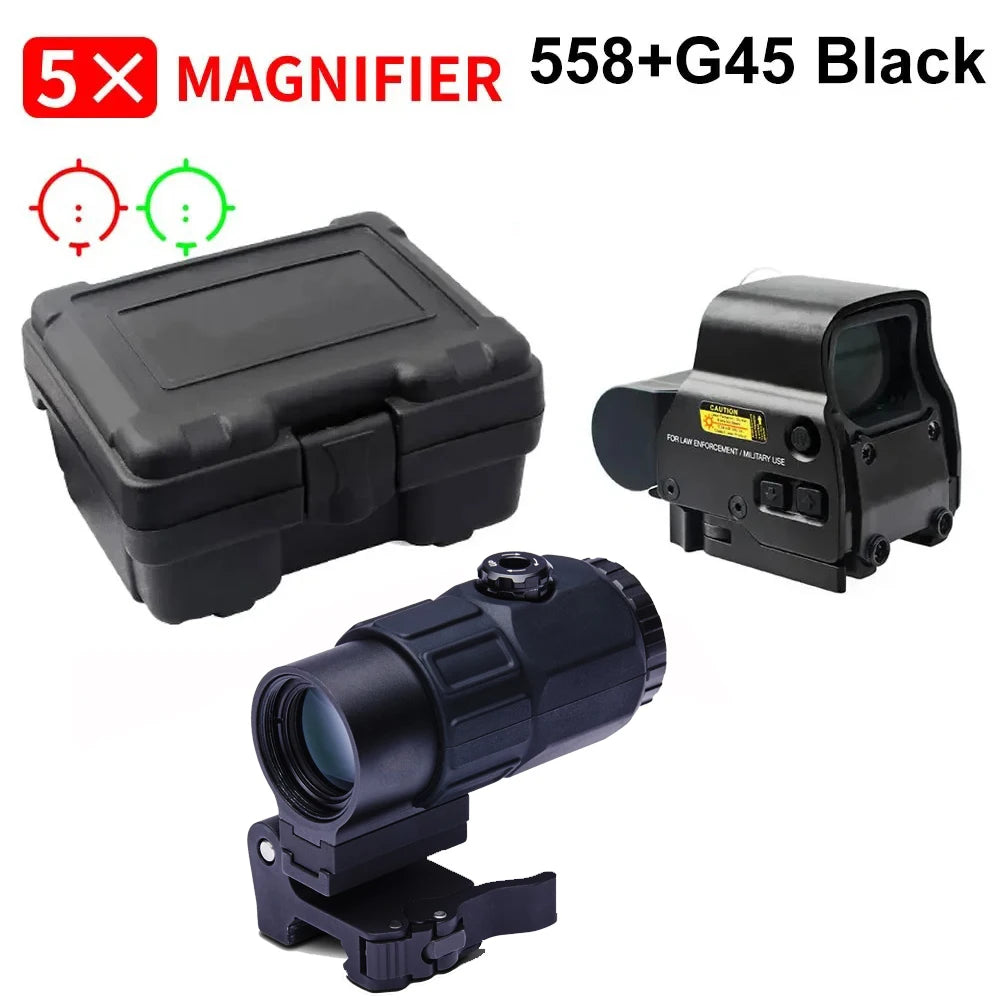 558 Holographic Red Dot Sight with G43 Magnifier — Tactical Hunting Optic, 20mm Rail Mount