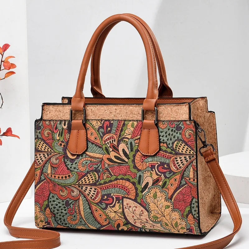 Luxury Floral Print PU Tote Bag – Large Capacity Shoulder Crossbody Messenger Bag for Women