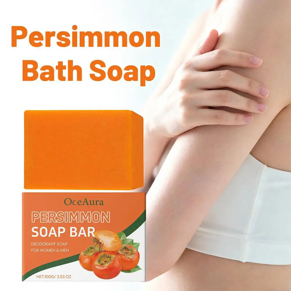 Natural Persimmon Deodorant Soap Bar – Odor Control & Daily Cleansing for Men & Women, 100g