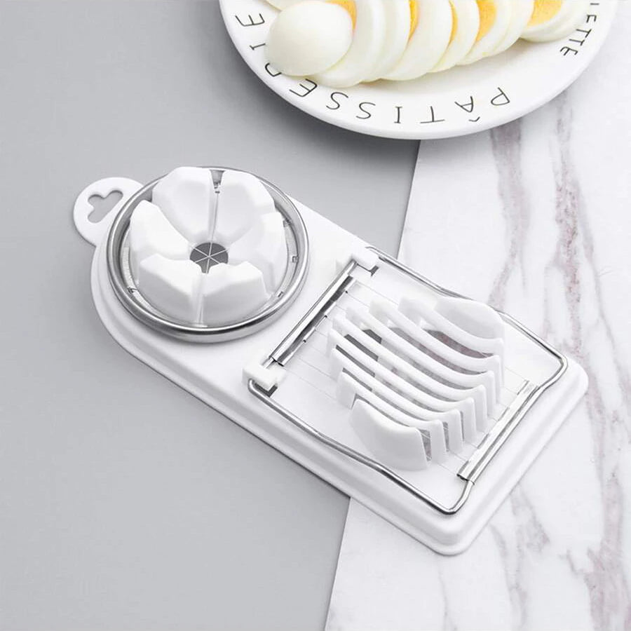 2-in-1 Egg Cutter & Slicer — Stainless Steel Wire Pull Kitchen Tool